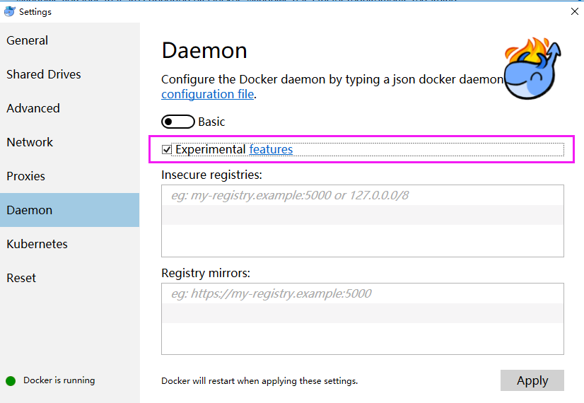 Experimental features